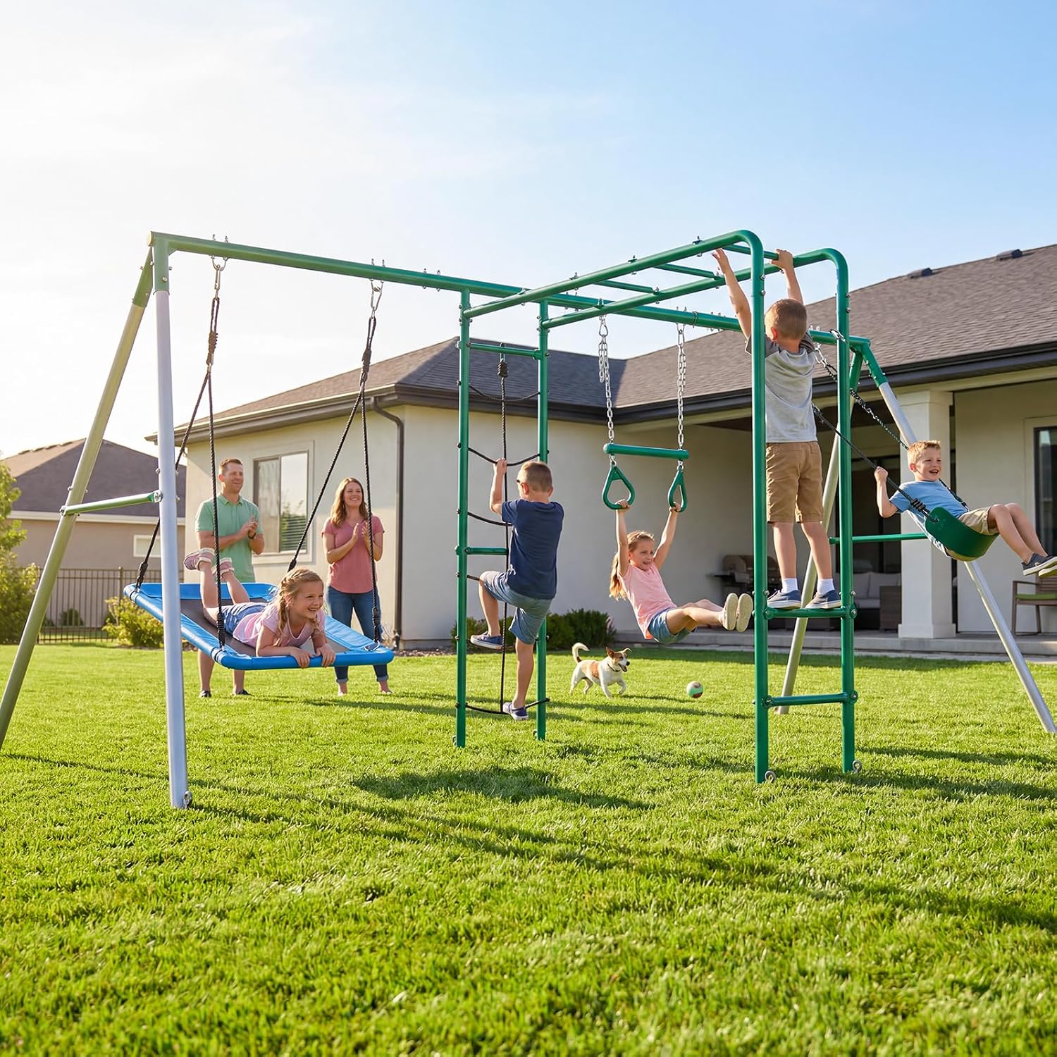 Kids Outdoor Monkey Bars - Ensemble de balançoires de jardin avec